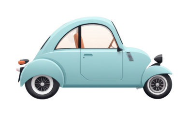 Vintage car digital light blue vehicle creative design isolated on transparent background, png