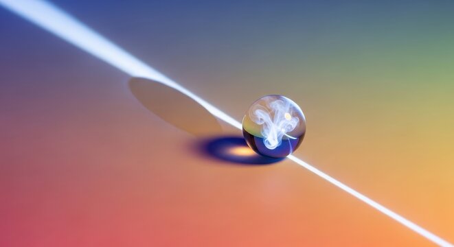 Glass marble with smoke on a colorful gradient background - Powered by Adobe