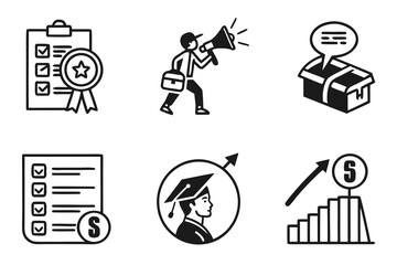 Quality and success icons isolated on white background