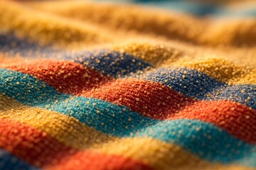 Macro of Beach Towel with Sand Grains