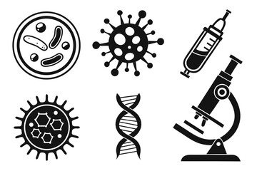 Set of science and medicine icons isolated on white background
