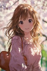 Lovely and Beautiful Anime Girl Character with Long Hair and Big Sparkling Eyes, Capturing Innocence and Emotion