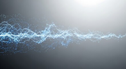 Abstract blue network of connected dots and lines on a gradient gray background