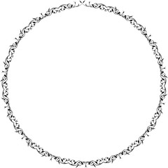 Black round vintage  frame on transparent background. PNG, 300 DPI