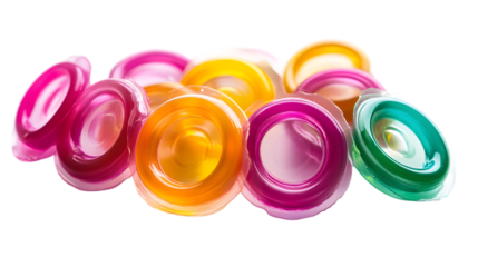 Vibrant colorful capsules isolated on black, for health, beauty, and wellness themes isolated on white background