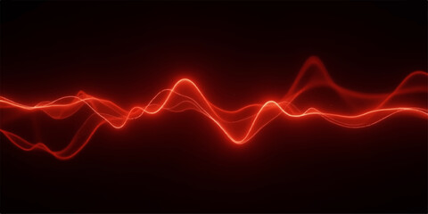 Abstract red wave background of a glowing heartbeat pulse line on a medical monitor © Graph Rover