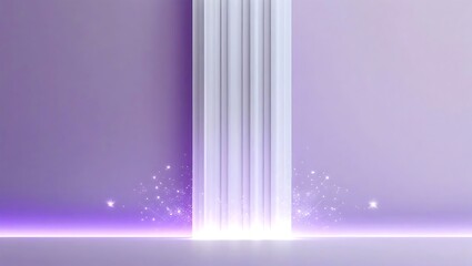 Abstract purple stage background with light column, sparkles, and modern design