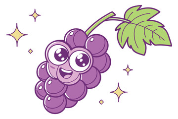 cute cartoon grapes vector illustration 