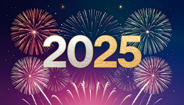 Fireworks display celebrating the new year 2025