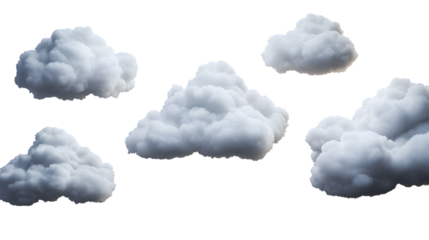 Fluffy clouds for dreamy designs and weather effects, perfect for dreamy skies and serene atmosphere isolated on white background