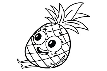 pineapple with a funny cartoon character vector illustration on a white background.