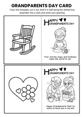 Obraz premium Grandparents Day Cards for Kids, DIY Coloring Craft Templates & Creative Writing Activity, Fun Card Making for School, Home, and Holiday Events