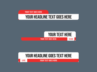 Collection set of lower third design in red white color