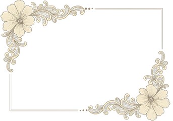 Vintage-style ornamental frame with intricate hand-drawn flowers and elegant paisley corner decorations