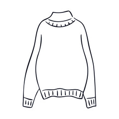 Sweater. Simple line art illustration of a cozy knitted sweater, perfect for winter or autumn fashion designs, apparel templates, or warmth-related concepts. Vector illustration	