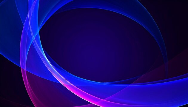 Abstract swirling lines of vibrant blue and purple light against a dark background