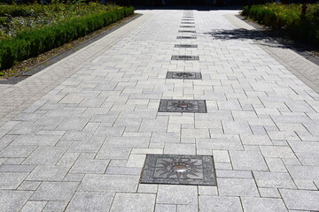 Aleja Gwiazd, tablice pamiątkowe, Busko-Zdrój, Park Zdrojowy, Małopolska, Polska, Europa, 
