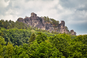 Rock formation in the hiking and climbing area of ​​Saxon Switzerland