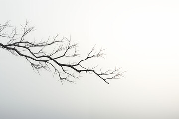 Realistic branch blurred shadow isolated on white background.