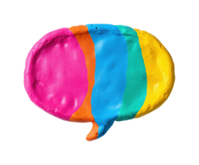 Creative conversation bubble digital colorful expression isolated on transparent background, png