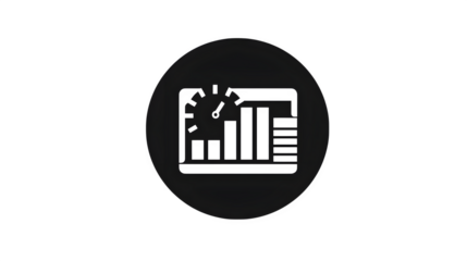 Flat black icon of warehouse loading schedule chart, isolated on white