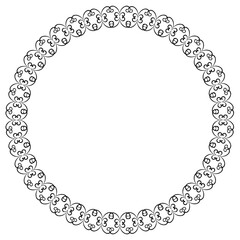 Black round vintage frame on a white background. JPG, 300 DPI.