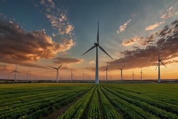 Obraz premium wind turbines in the field