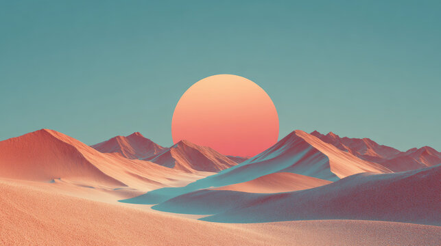 Landscape of sunset sand desert at beach background. Generative ai.