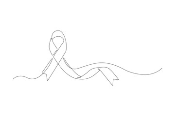 AIDS Awareness One Line Drawing – Continuous Line Ribbon for World AIDS Day