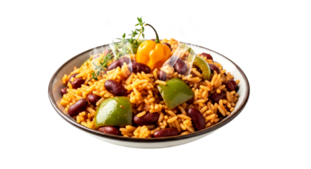delicious rice and beans dish transparent background isolated food image