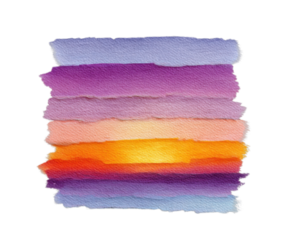 Colorful abstract sunset digital vibrant landscape aesthetic isolated on transparent background, png