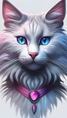 Elegant White Feline with Sapphire Eyes