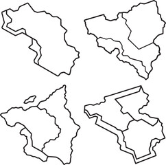 Fototapeta premium Set of Map outline vector illustration line&nbsp;art