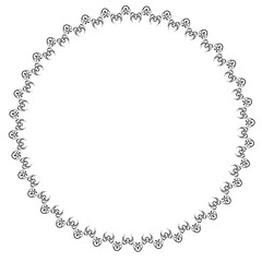 Black round vintage vector frame on a white background.