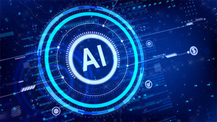 AI Artificial intelligence with circle HUD head up display interface for technology futuristic concept