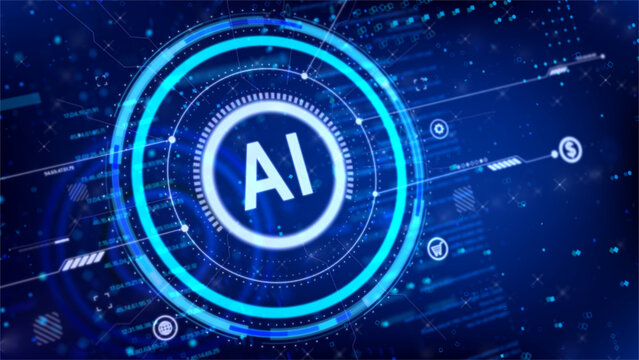 AI Artificial intelligence with circle HUD head up display interface for technology futuristic concept