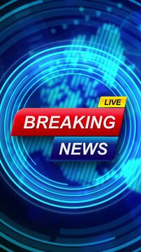 Breaking News logo animation template with futuristic technology background. For TV broadcast and social media platform template 
