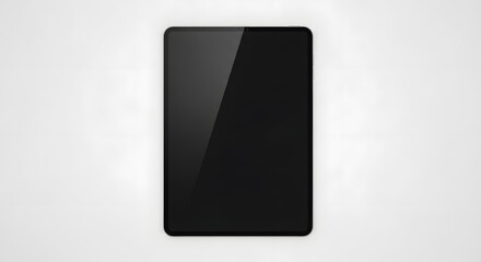 Sleek Black Tablet with Glossy Screen Isolated on White Background - Ideal for Mockups and Designs