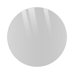 Realistic shiny grey circular transparent glass plate circle with light glare reflection effect isolated background window mirror laptop screen