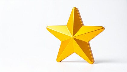 Golden 3D star icon isolated on white backdrop. Rating, favorite, achievement concept.