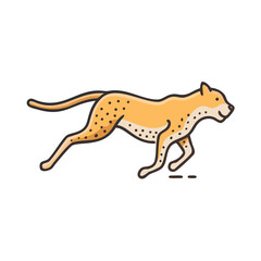 Fototapeta premium Stylized cheetah running, dynamic mood, simple line art, vibrant colors, 