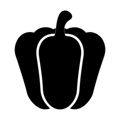 Stylized black silhouette of a bell pepper with white outline, food illustration