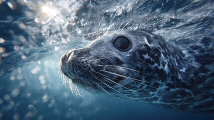Obraz premium Close up of a seal swimming