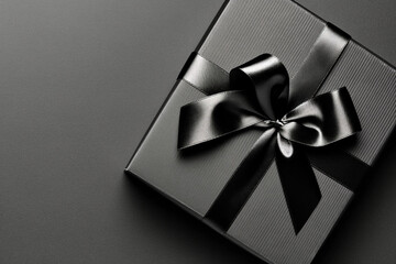 Elegant Gift Box: A stunning, artfully presented gift box, meticulously adorned with a refined ribbon, rests gracefully. The understated, dark tone exudes sophistication.