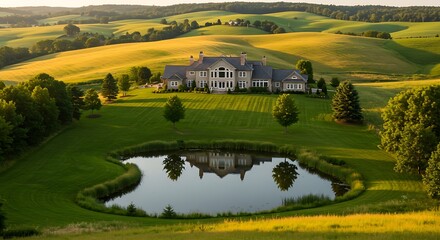 Obraz premium Luxury Luxury Serene lakeview property with private swimming pool in United Kingdom Property Investment Opportunity Contemporary Architectural Design Property Investment Opportunity