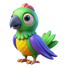 3d cartoon green parrot character