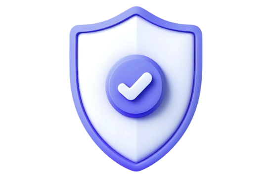 Security Shield with a Check Mark Icon, isolated on transparent cutout background, cut out, png