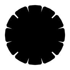 Abstract Black Circular Shape with Rounded Edges Radiating Outward on White Background