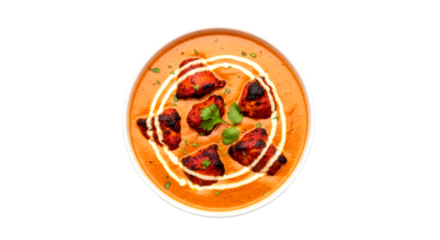 delicious butter chicken dish transparent background for menu design