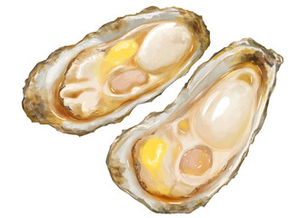 冬が旬！リアルな焼き牡蠣(バター醤油)のイラスト